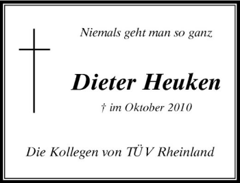 Traueranzeige von Dieter Heuken von Rheinische Post