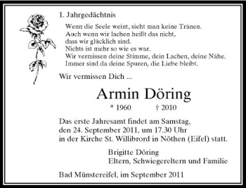 Traueranzeige von Armin Döring von Rheinische Post