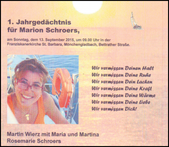 Traueranzeige von Marion Schroers von Rheinische Post