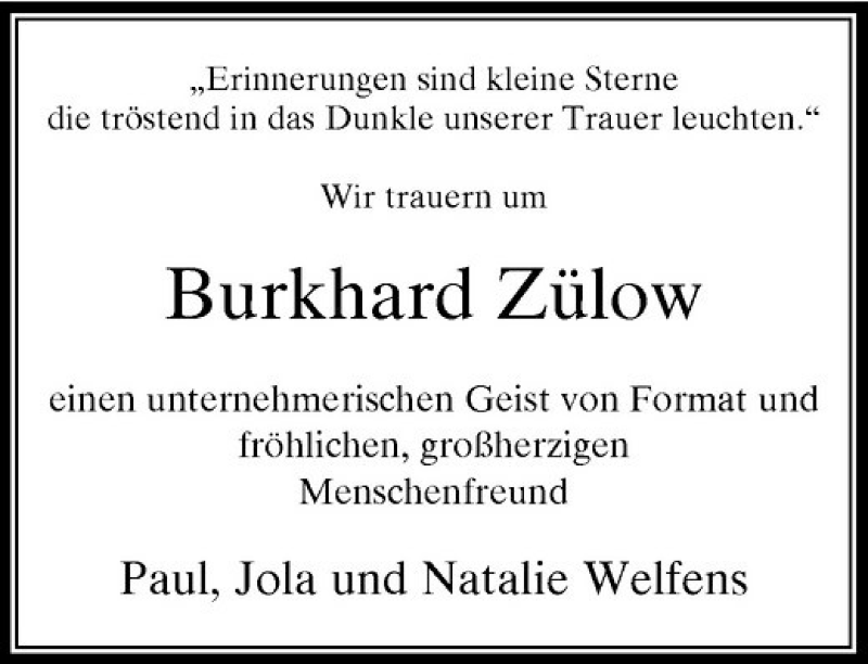  Traueranzeige für Burkhard Zülow vom 02.10.2010 aus Rheinische Post