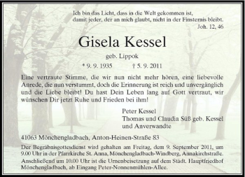 Traueranzeige von Gisela Kessel von Rheinische Post