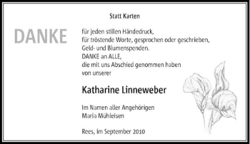 Traueranzeige von Katharine Linneweber von Rheinische Post