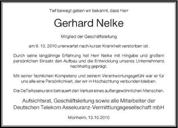 Traueranzeige von Gerhard Nelke von Rheinische Post