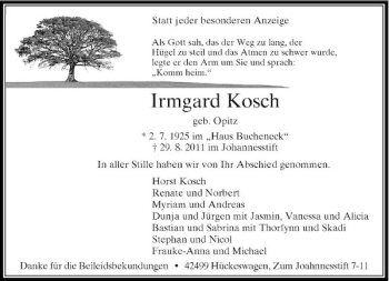 Traueranzeige von Irmgard Kesch von Rheinische Post