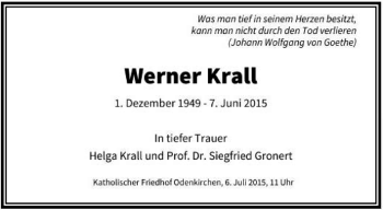 Traueranzeige von Werner Krall von Rheinische Post