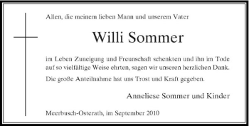 Traueranzeige von Willi Sommer von Rheinische Post
