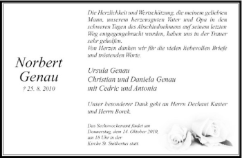 Traueranzeige von Norbert Genau von Rheinische Post