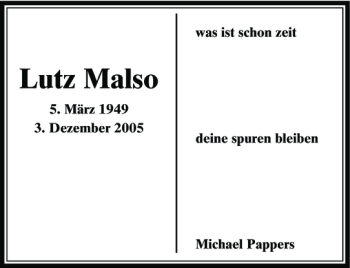 Traueranzeige von Lutz Malso von Rheinische Post