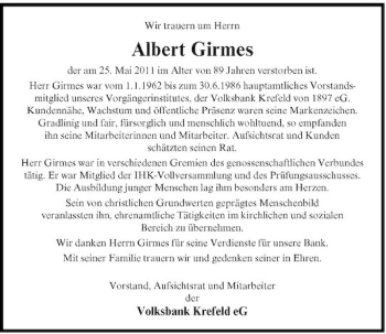 Traueranzeige von Albert Girmes von Rheinische Post