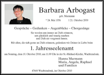 Traueranzeige von Barbara Arbogast von Rheinische Post