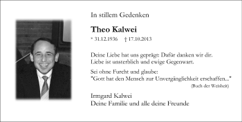 Traueranzeige von Theo Kalwei von Rheinische Post