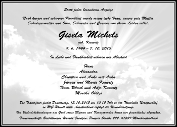 Traueranzeige von Gisela Michels von Rheinische Post