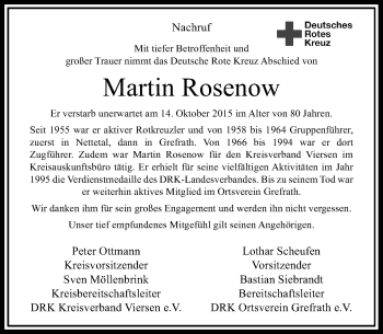 Traueranzeige von Martin Rosenow von Rheinische Post