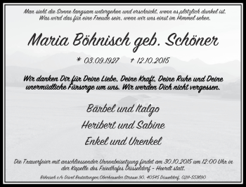 Traueranzeige von Maria Böhnisch von Rheinische Post