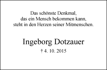 Traueranzeige von Ingeborg Dotzauer von Rheinische Post