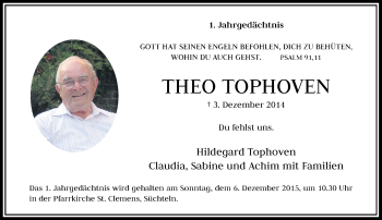 Traueranzeige von Theo Tophoven von Rheinische Post