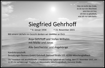 Traueranzeige von Siegfried Gehrhoff von Rheinische Post