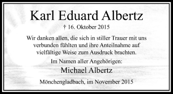 Traueranzeige von Karl Eduard Albertz von Rheinische Post