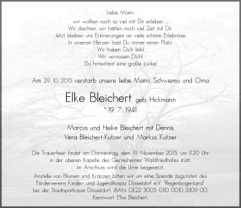 Traueranzeige von Elke Bleichert von Rheinische Post