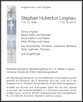 Traueranzeige von Stephan Hubertus Lingnau von Rheinische Post