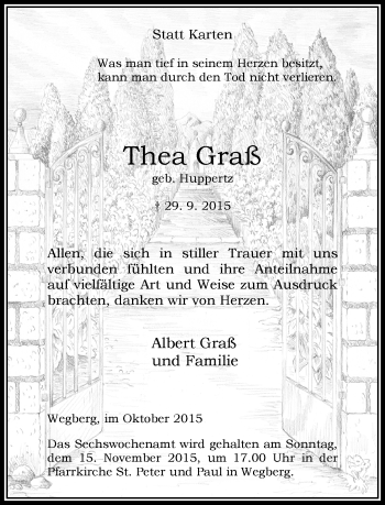 Traueranzeige von Thea Graß von Rheinische Post