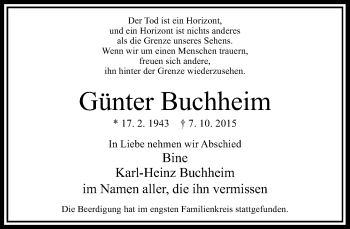 Traueranzeige von Günter Buchheim von Rheinische Post