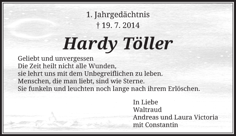  Traueranzeige für Hardy Töller vom 18.07.2015 aus Rheinische Post