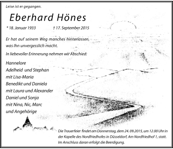 Traueranzeige von Eberhard Hönes von Rheinische Post
