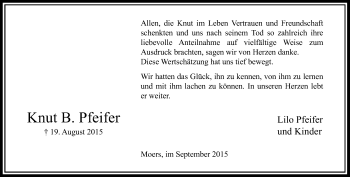 Traueranzeige von Knut Pfeifer von Rheinische Post