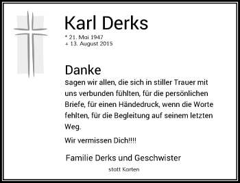 Traueranzeige von Karl Derks von Rheinische Post