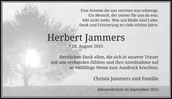 Traueranzeige von Herbert Jammers von Rheinische Post