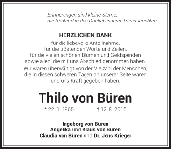 Traueranzeige von Thilo von Büren von Rheinische Post