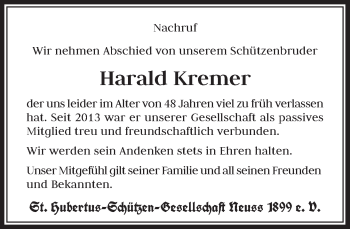 Traueranzeige von Harald Kremer von Rheinische Post