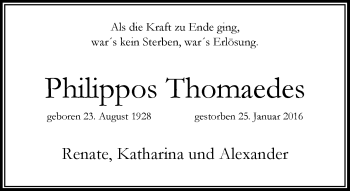 Traueranzeige von Philippos Thomaedes von Rheinische Post