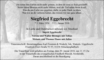 Traueranzeige von Siegfried Eggebrecht von Rheinische Post