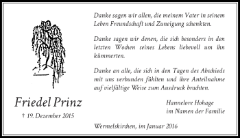 Traueranzeige von Friedel Prinz von Rheinische Post