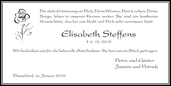 Traueranzeige von Elisabeth Steffens von Rheinische Post