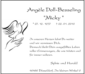 Traueranzeige von Angele Doll-Besseling von Rheinische Post