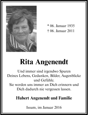 Traueranzeige von Rita Angenendt von Rheinische Post