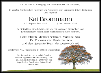 Traueranzeige von Kai Brommann von Rheinische Post