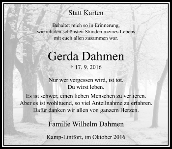Traueranzeige von Gerda Dahmen von Rheinische Post