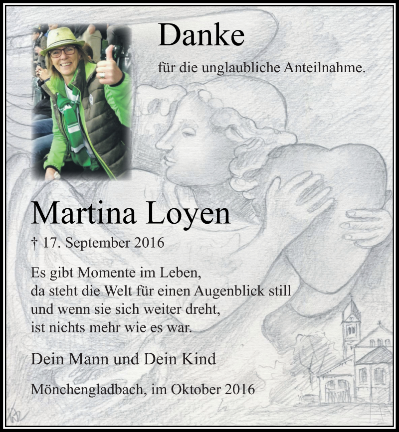  Traueranzeige für Martina Loyen vom 22.10.2016 aus Rheinische Post