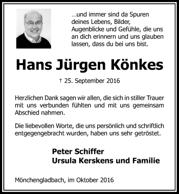 Traueranzeige von Hans Jürgen Könkes von Rheinische Post