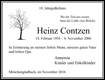 Traueranzeige von Heinz Contzen von Rheinische Post