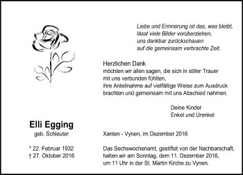 Traueranzeige von Elli Egging von Rheinische Post