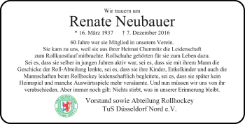 Traueranzeige von Renate Neubauer von Rheinische Post