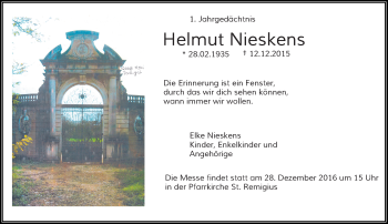 Traueranzeige von Helmut Nieskens von Rheinische Post