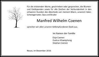 Traueranzeige von Manfred Wilhelm Coenen von Rheinische Post