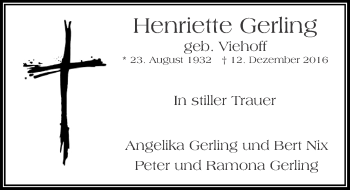 Traueranzeige von Henriette Gerling von Rheinische Post