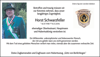 Traueranzeige von Horst Schwarzfeller von Rheinische Post